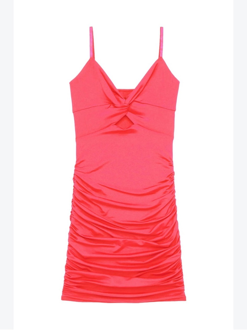 Katie J NYC juniors tween Amelia Shine neon pink spaghetti strap dress Medium
